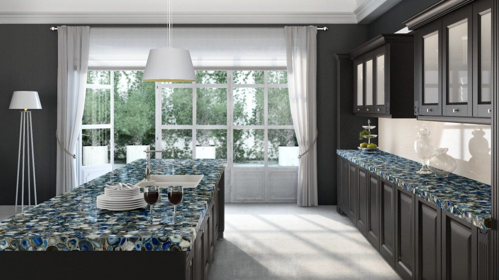 3 Countertop Stones That Are Totally You: Loud and Bold! Blue Agate countertop