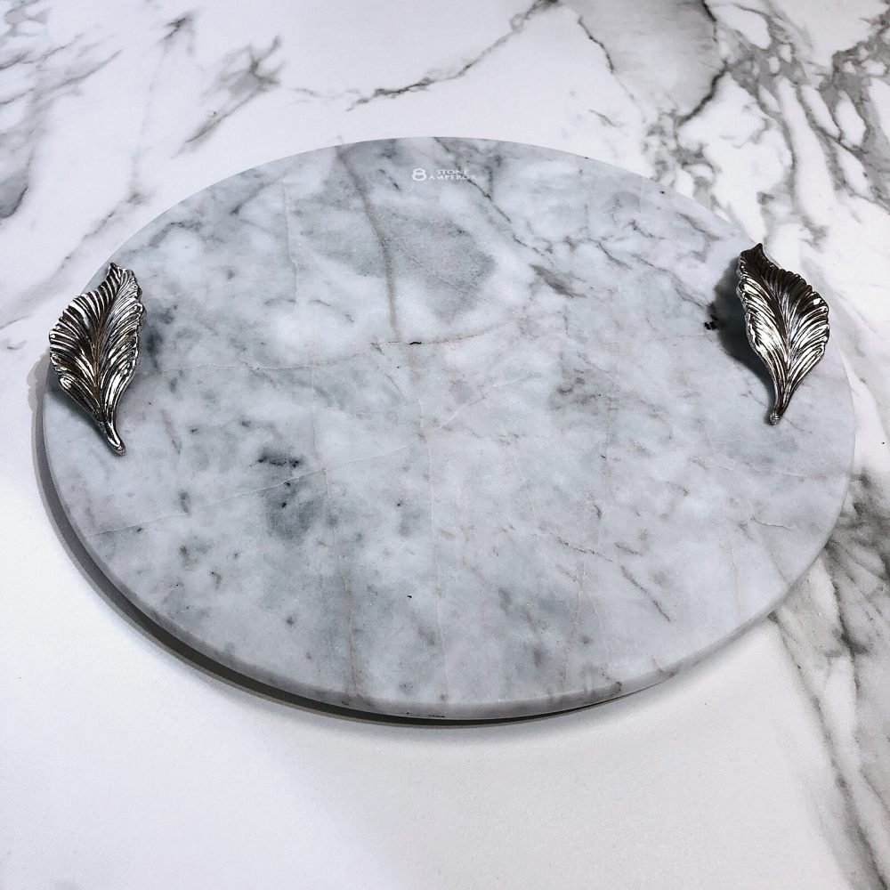 Marble Serving Tray with Golden Leaf