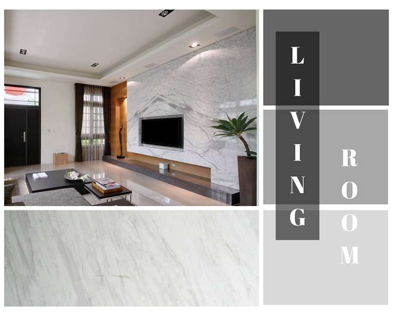 Living Room with Marble Feature Wall