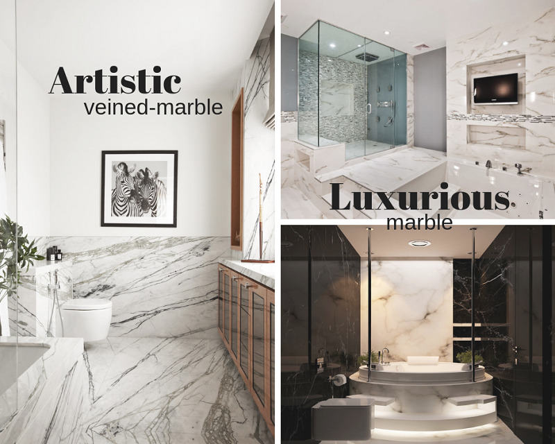 3 Bathroom with unique marble feature wall