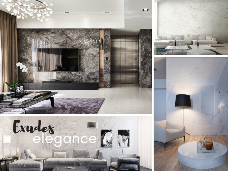 Marble Walls in Living Room